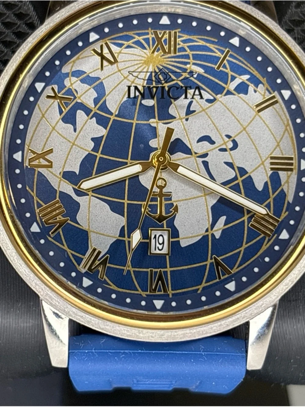 Invicta Ocean Voyage World Blue and Gold World Map Watch 45mm